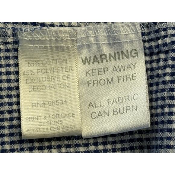 EILEEN WEST BLUE WHITE Gingham CHECK Lightweight SHORT Womens M WRAP ROBE - Picture 13 of 15